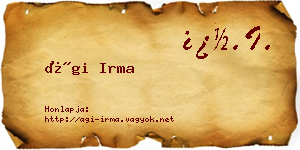 Ági Irma névjegykártya